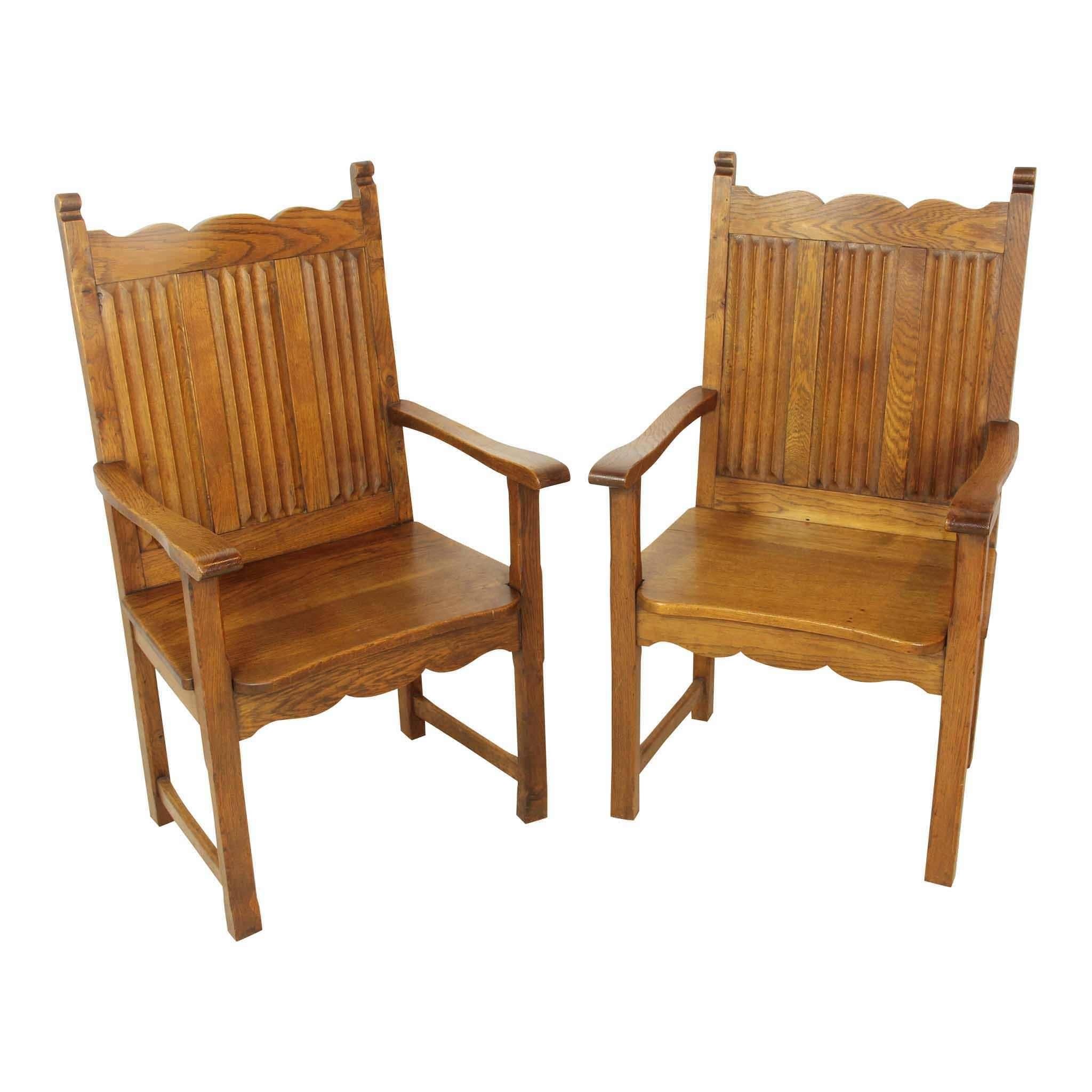 Neo-Gothic Style Armchairs Set of Two, circa 1950