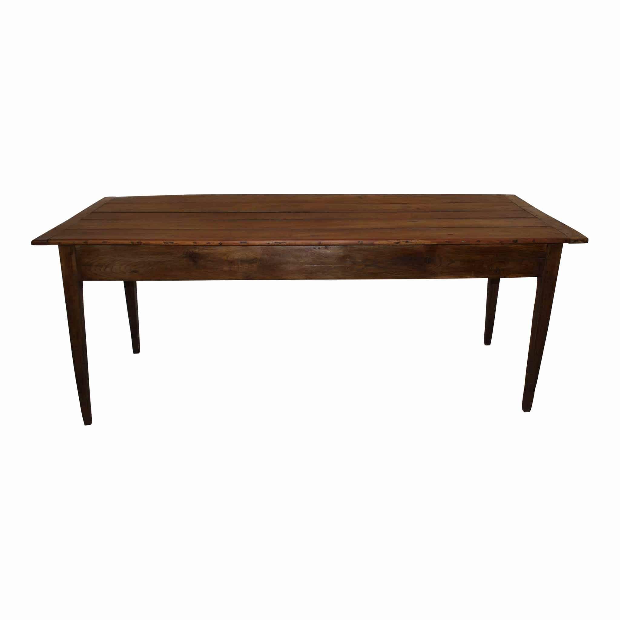 French Cherry and Oak Farm Table with Drawer, circa 1850 1