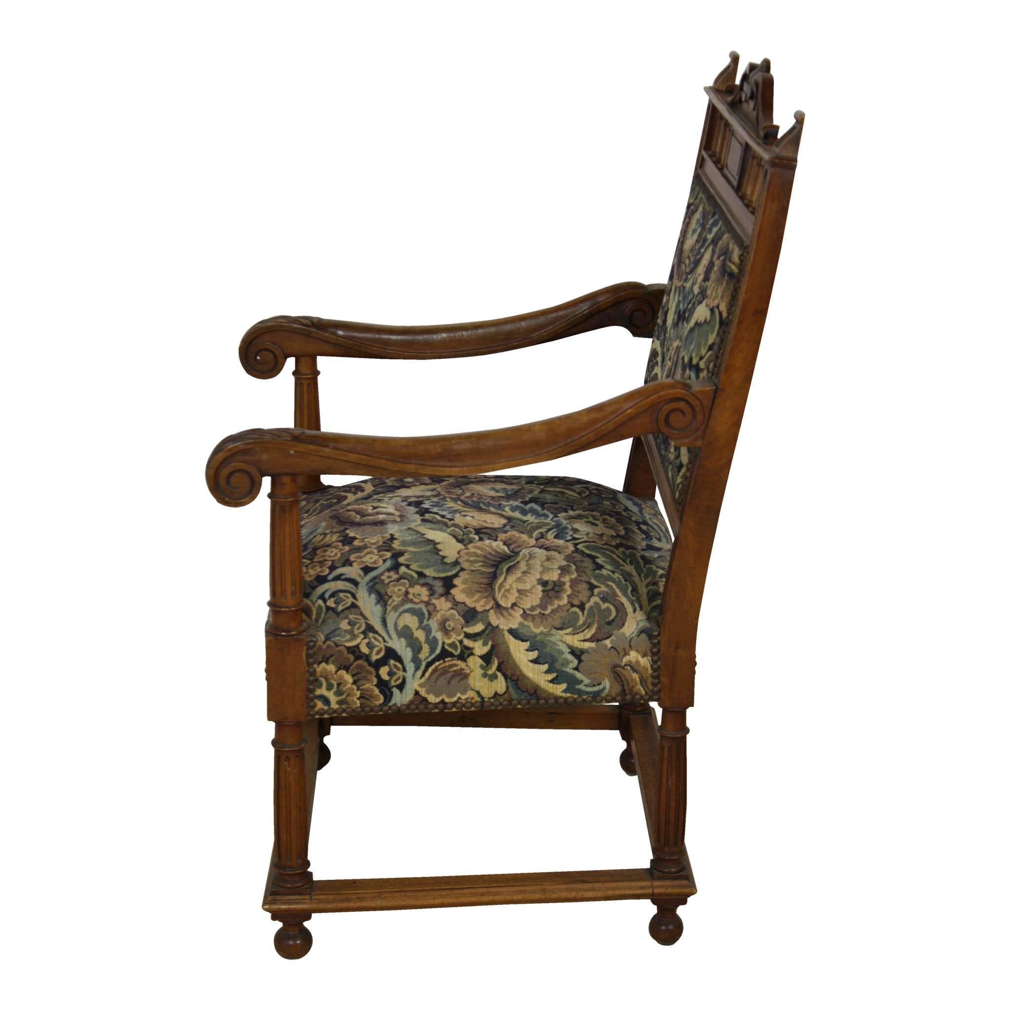 French Walnut Armchairs, Set of Two, circa 1890 In Good Condition In Evergreen, CO