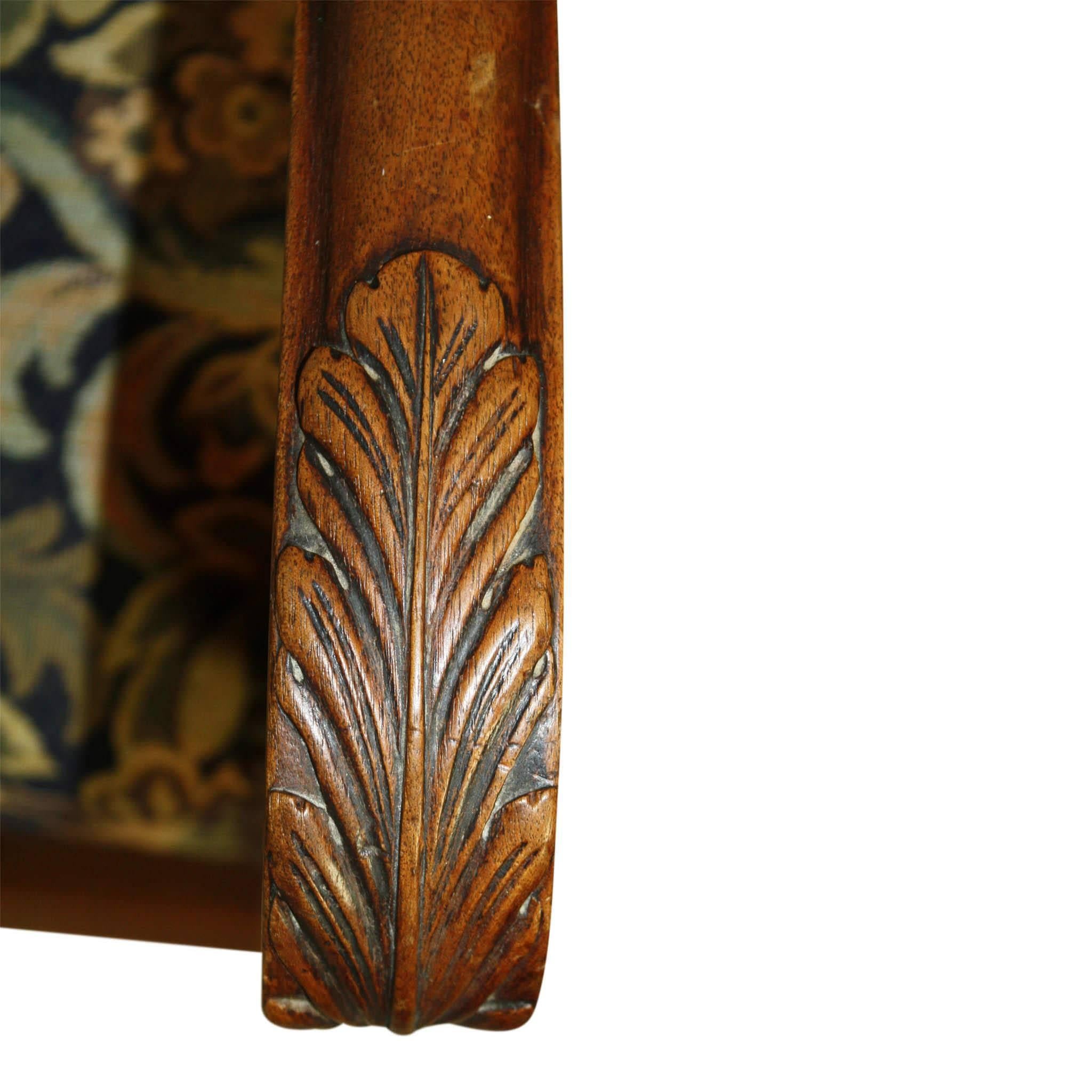 Upholstery French Walnut Armchairs, Set of Two, circa 1890