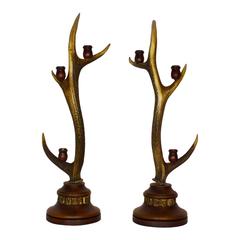 Red Stag Candelabra, Set of Two