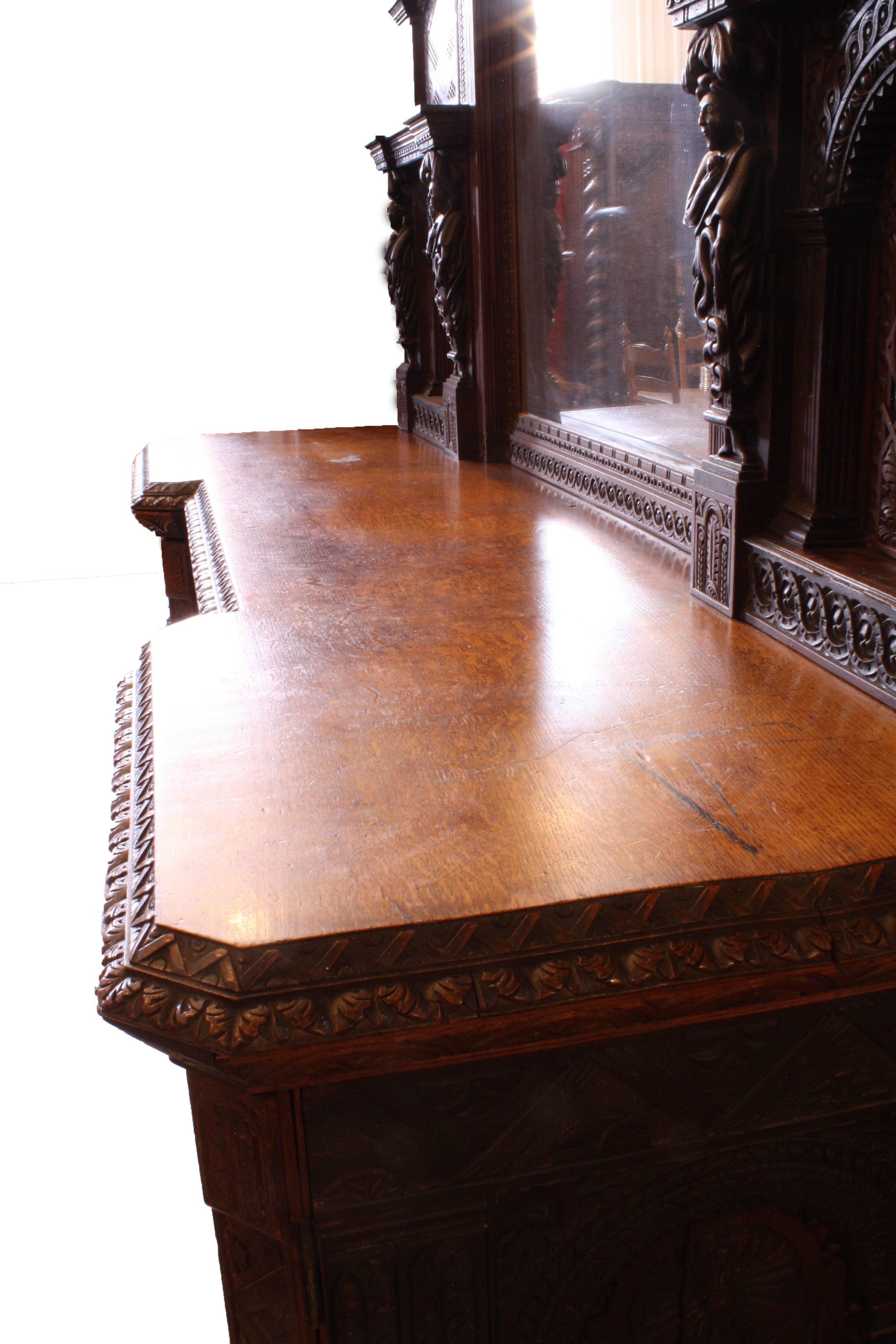 Flemish Renaissance Revival Sideboard or Dry Bar, circa 1850 In Good Condition In Evergreen, CO
