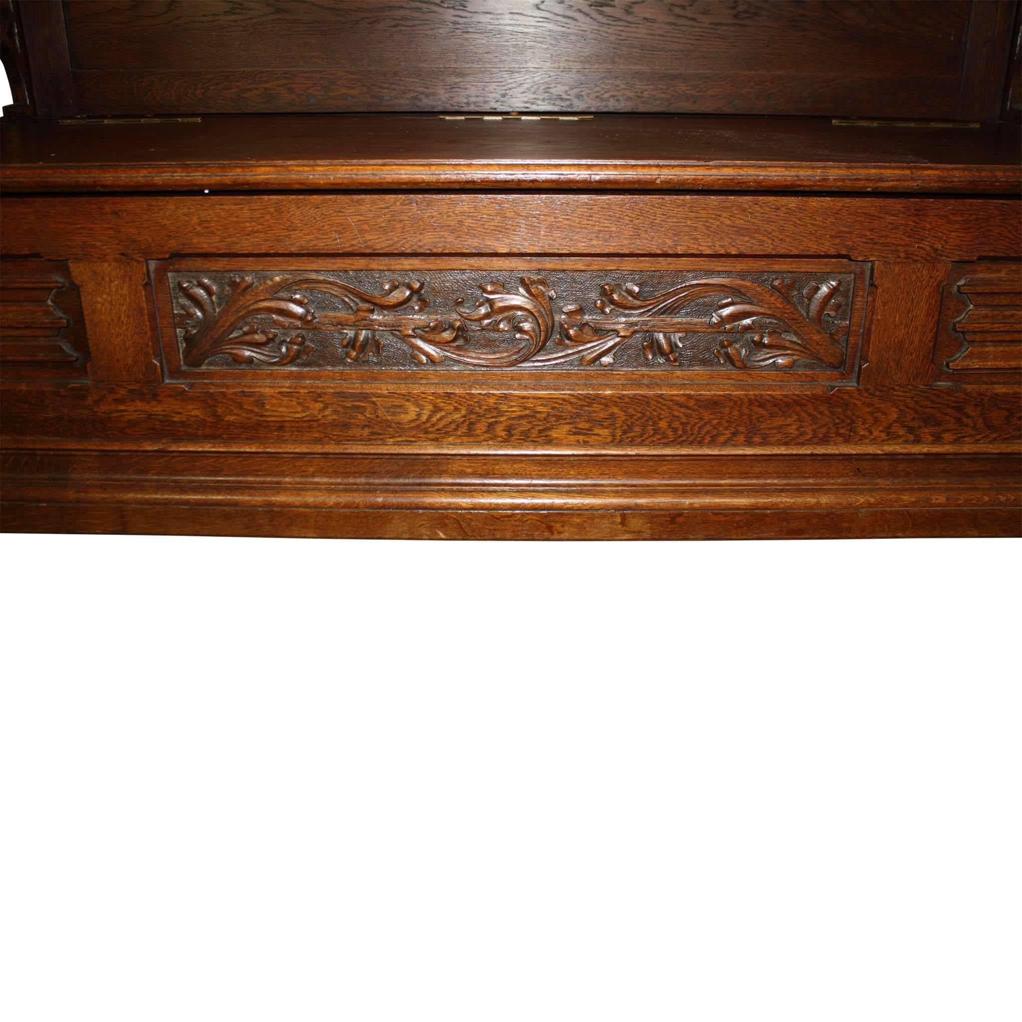 Gothic Revival Bookcase with Bench and Storage, circa 1875 In Good Condition In Evergreen, CO