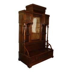 Gothic Revival Bookcase with Bench and Storage, circa 1875