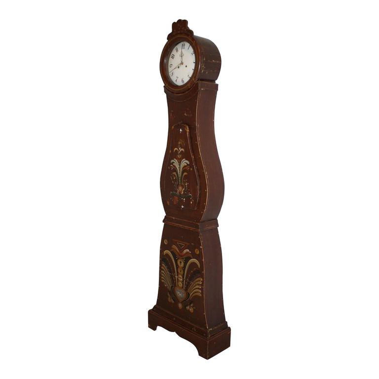 Swedish Painted Mora Clock, Signed and Dated 1924 at 1stDibs