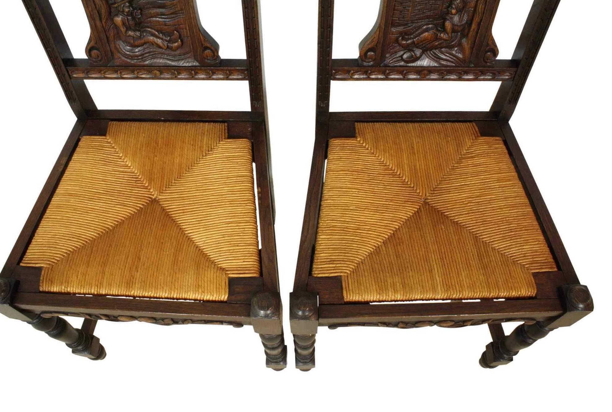 Belgian Draw Leaf Table with Six Chairs, circa 1910 2