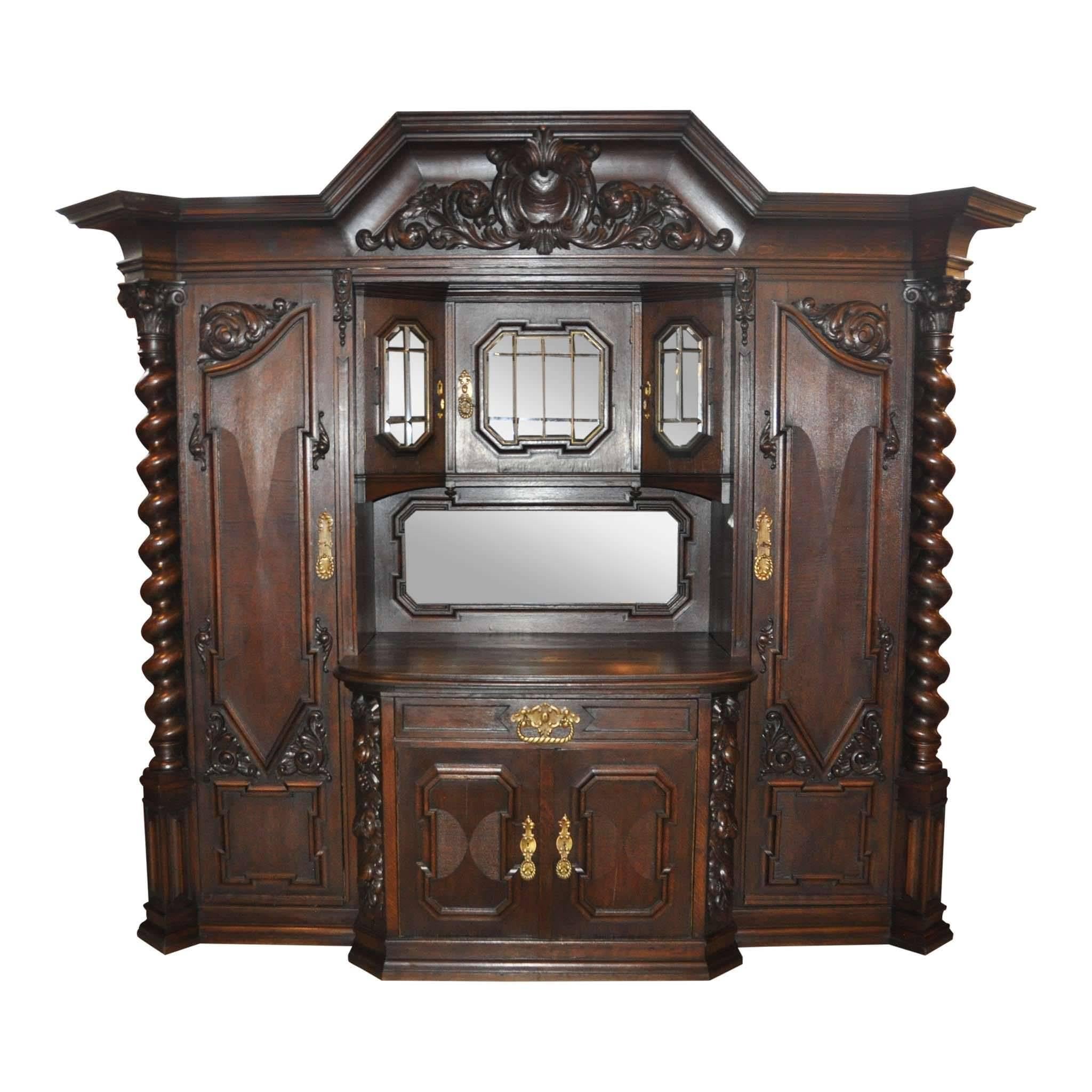 German Oak Danziger Cabinet, circa 1900 For Sale