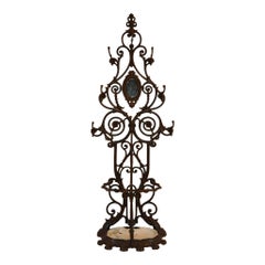 Late Victorian Hall Tree with Mirror and Umbrella Stand