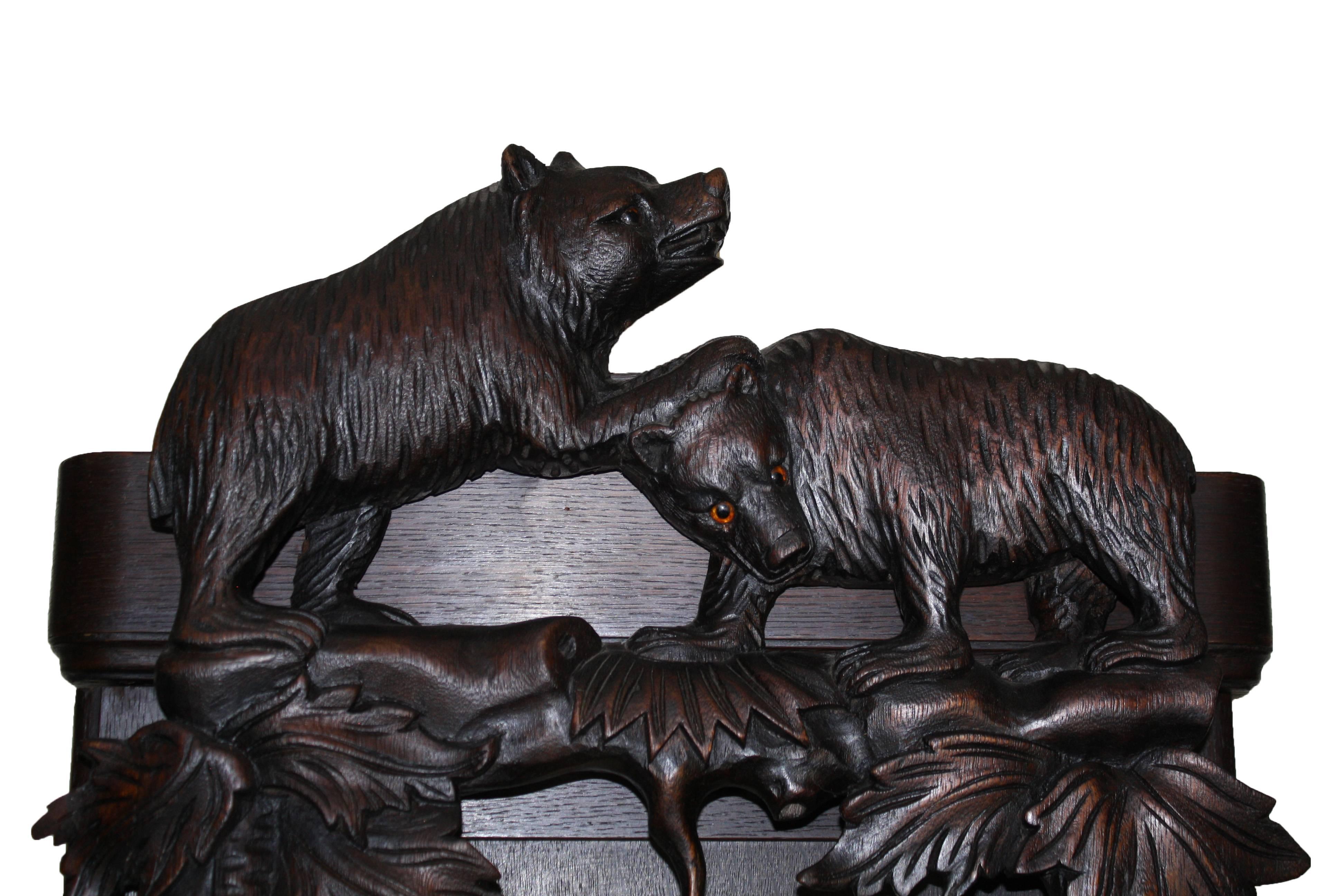 20th Century Black Forest Carved Long Case Clock with Bears and Trees, circa 1950