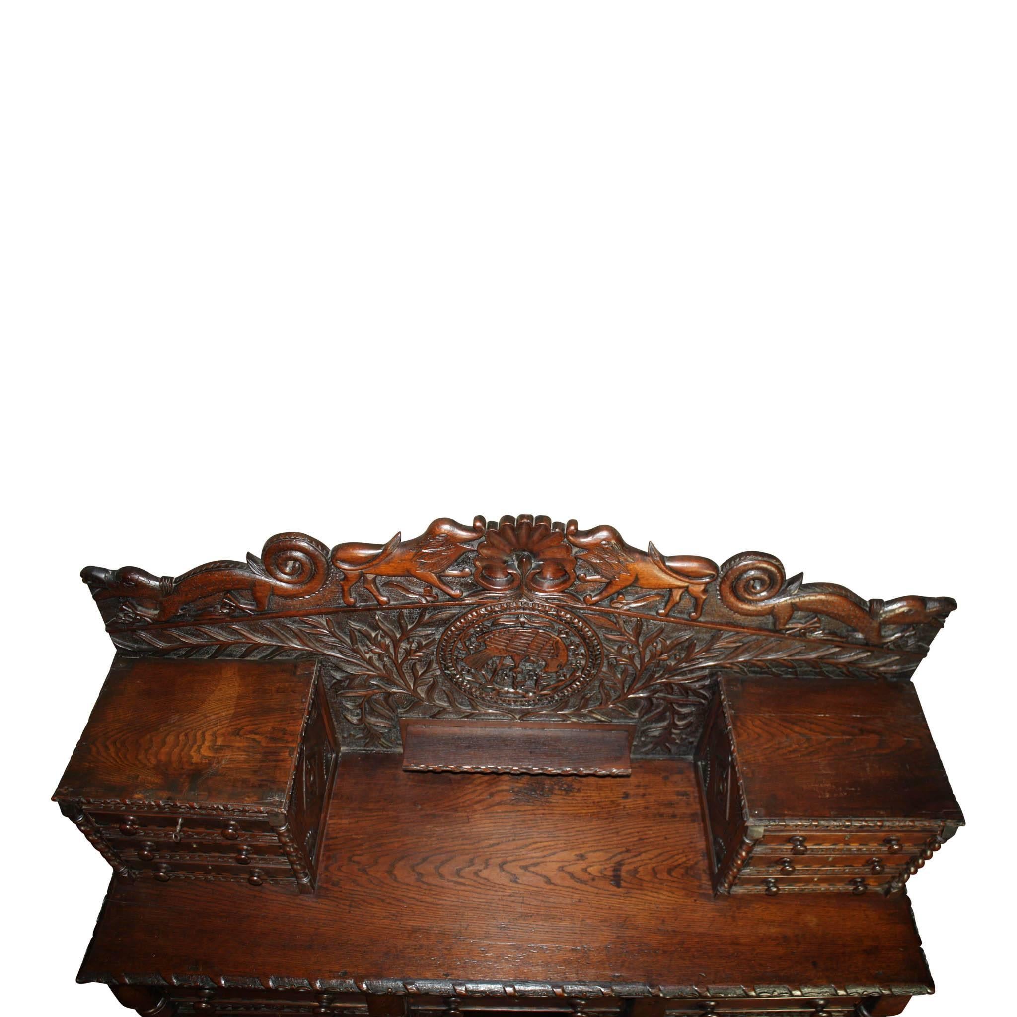 Ebony German Carved and Inlaid Server or Sideboard, circa 1850 For Sale