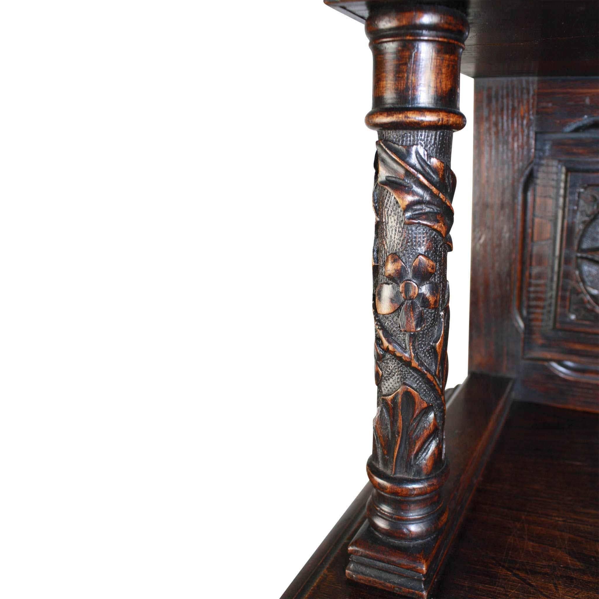 Gothic Revival Carved Walnut Cabinet, circa 1900 2