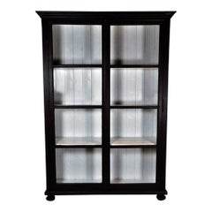 Vintage Black and White Cabinet with Glass Doors