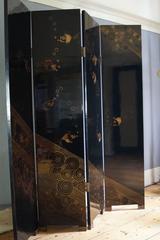 Jean Dunand Style Lacquered Screen, France, 1970s