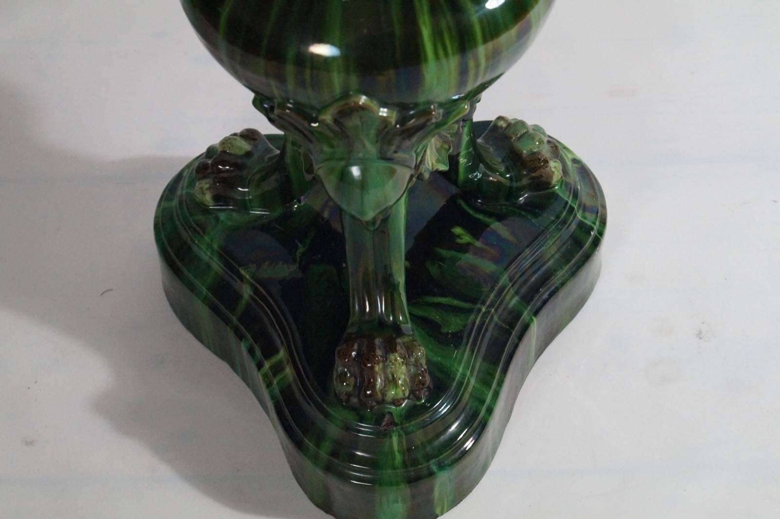 Glazed Special Majolica Pedestal with Vase, 1920s