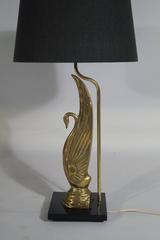Hollywood Regency Brass Swan Table Lamp