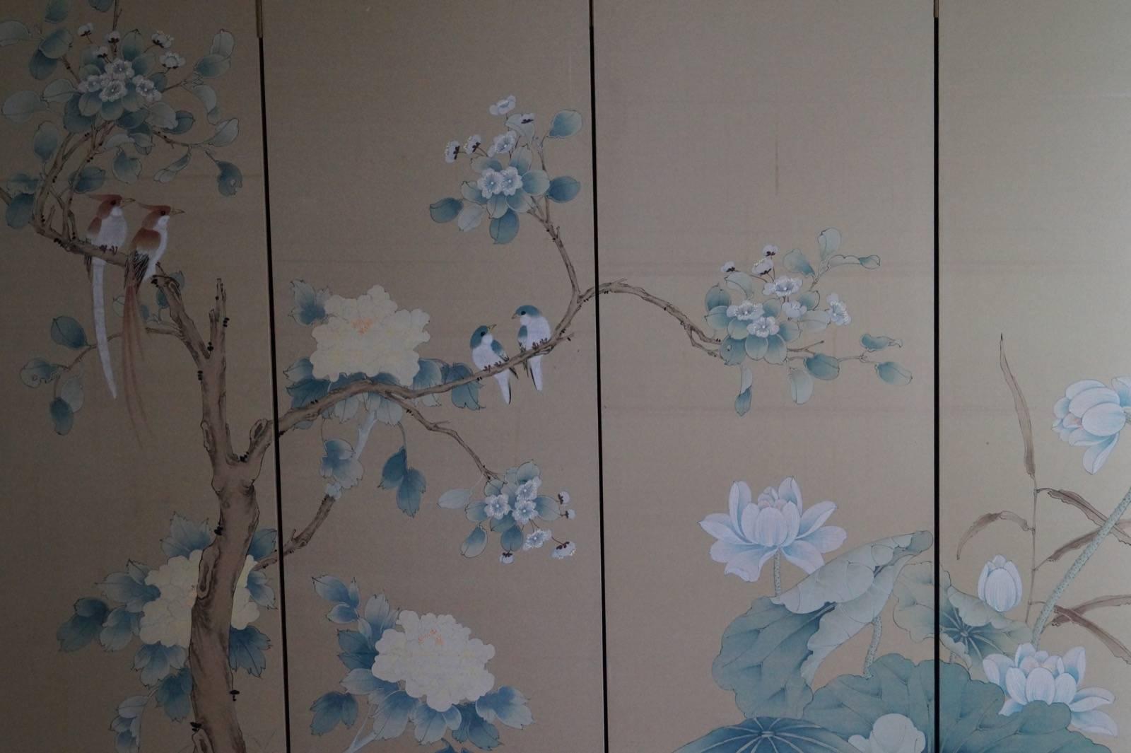 20th Century Beautiful Hand-Painted Chinese Screen