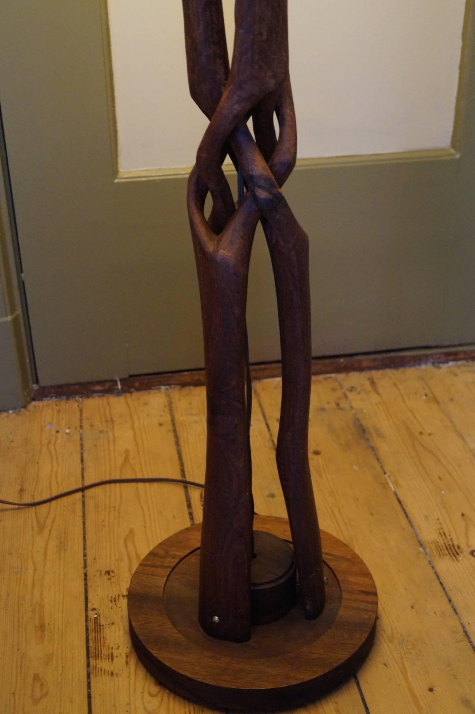 Unique Entwined Wooden Floor Lamp, Scandinavia, 1950s In Good Condition For Sale In Haarlem, Noord-Holland