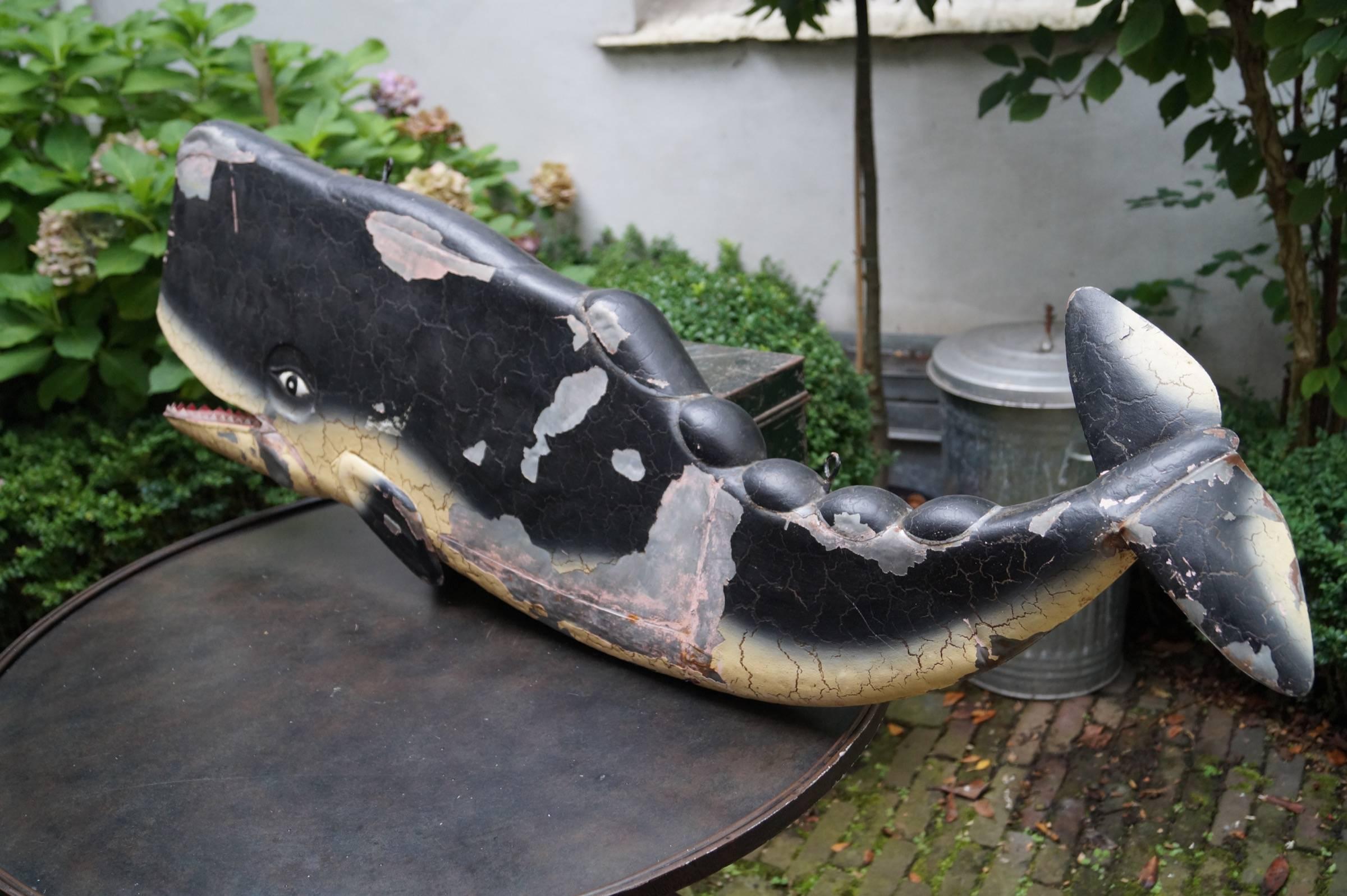 Dutch Big Brutalist Metal Whale Wall Sculpture, the Netherlands, 1970s