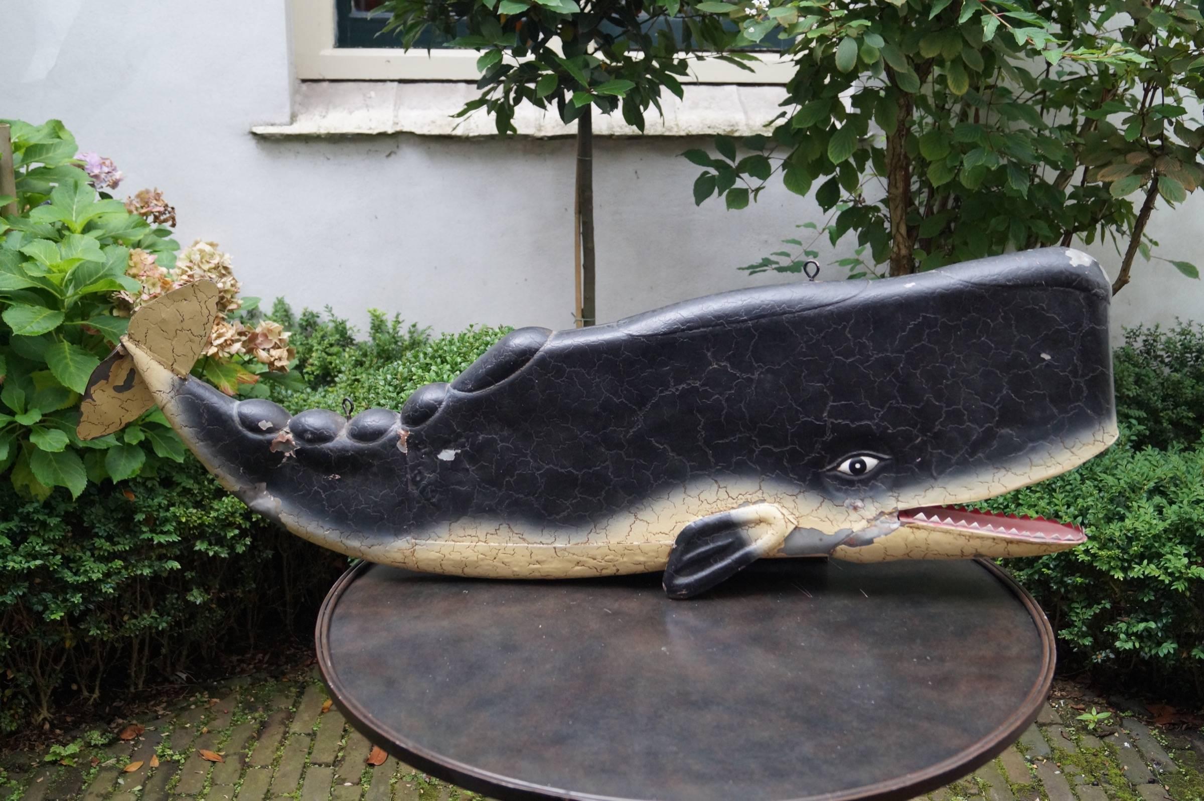 Big Brutalist Metal Whale Wall Sculpture, the Netherlands, 1970s In Fair Condition In Haarlem, Noord-Holland