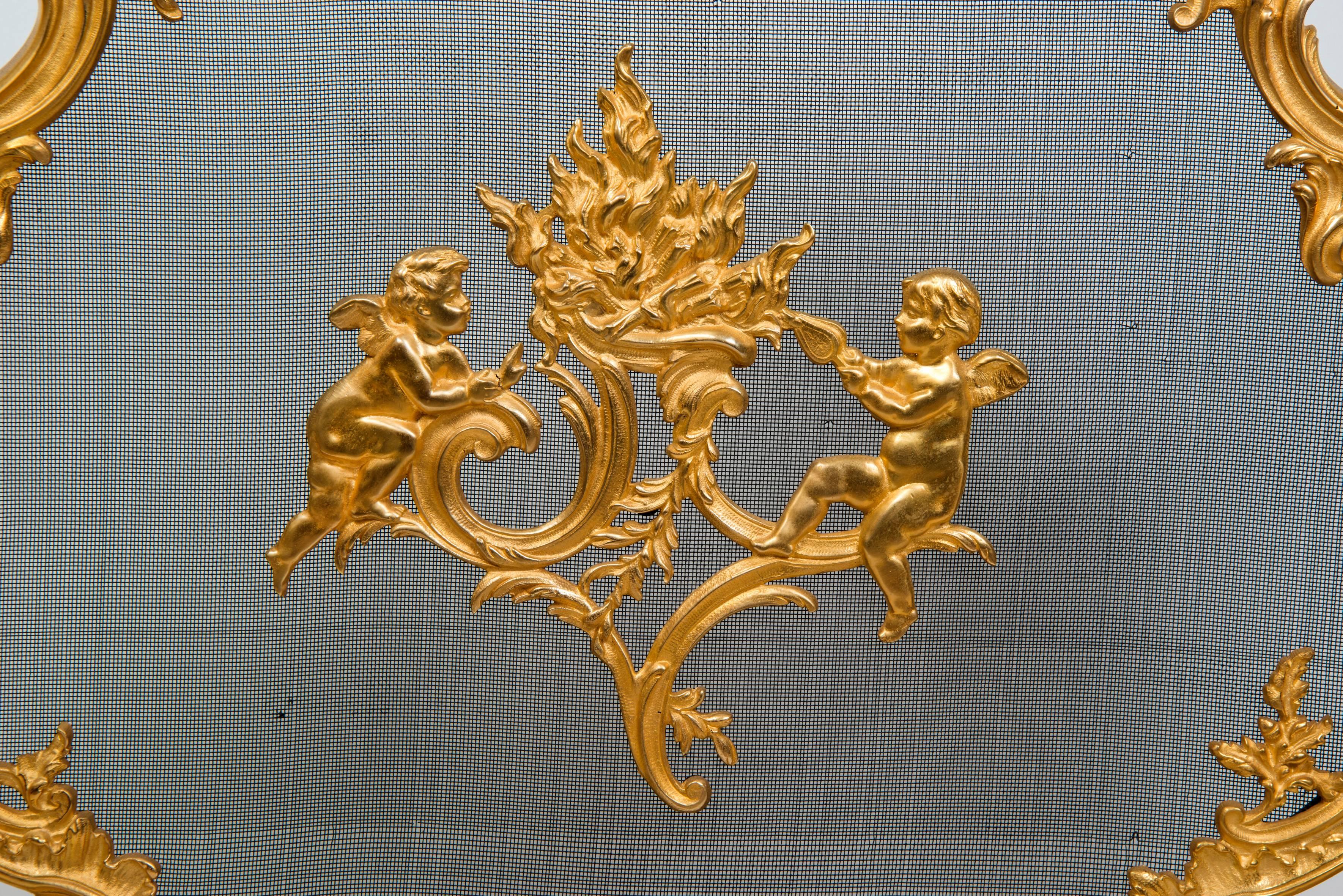 Louis XVI Fireplace Screen for Decoration Rich Bronze Chiseled