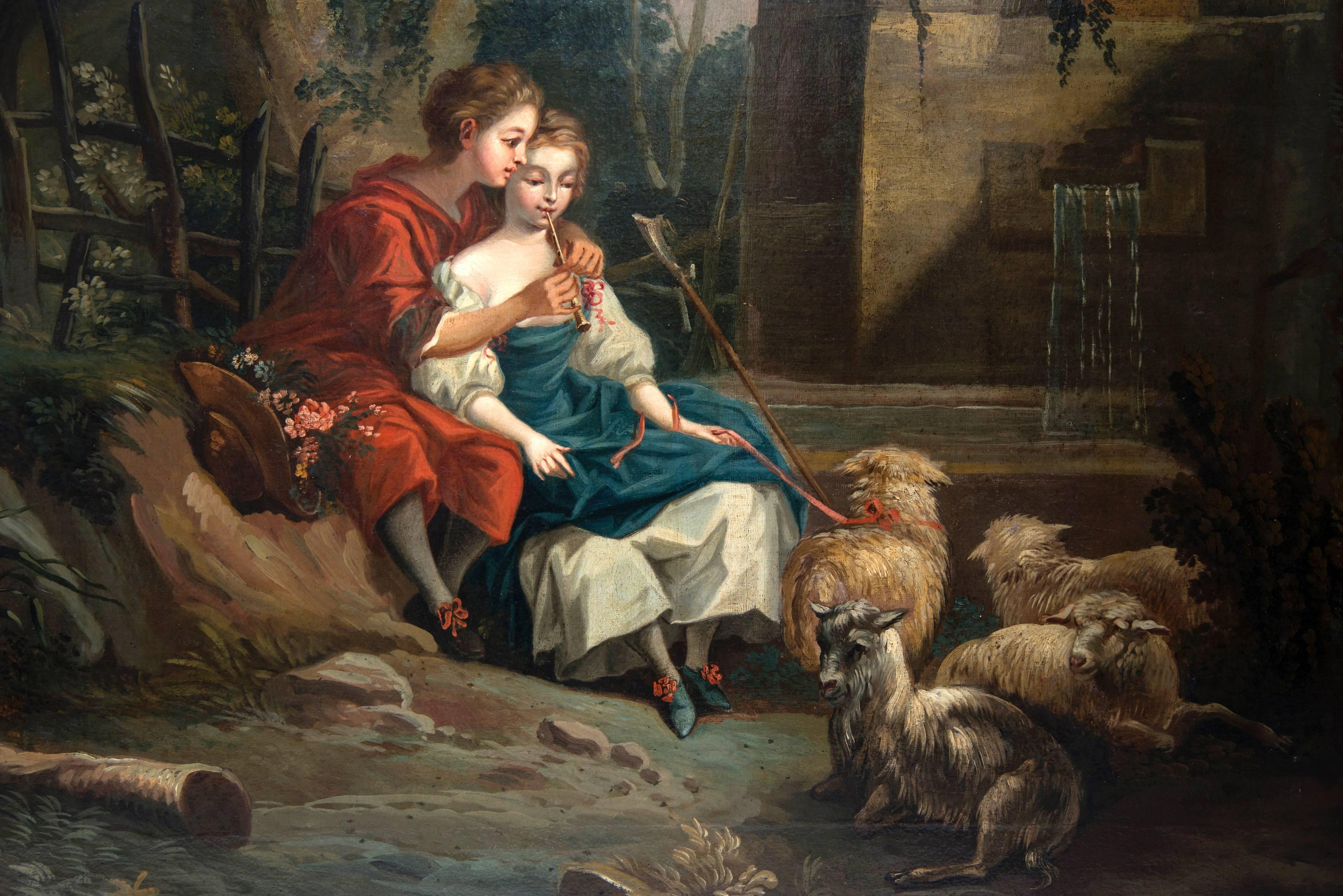 Four Seasons Outstanding Set of Four Oil Paintings after François Boucher In Excellent Condition In Saint-Ouen, FR