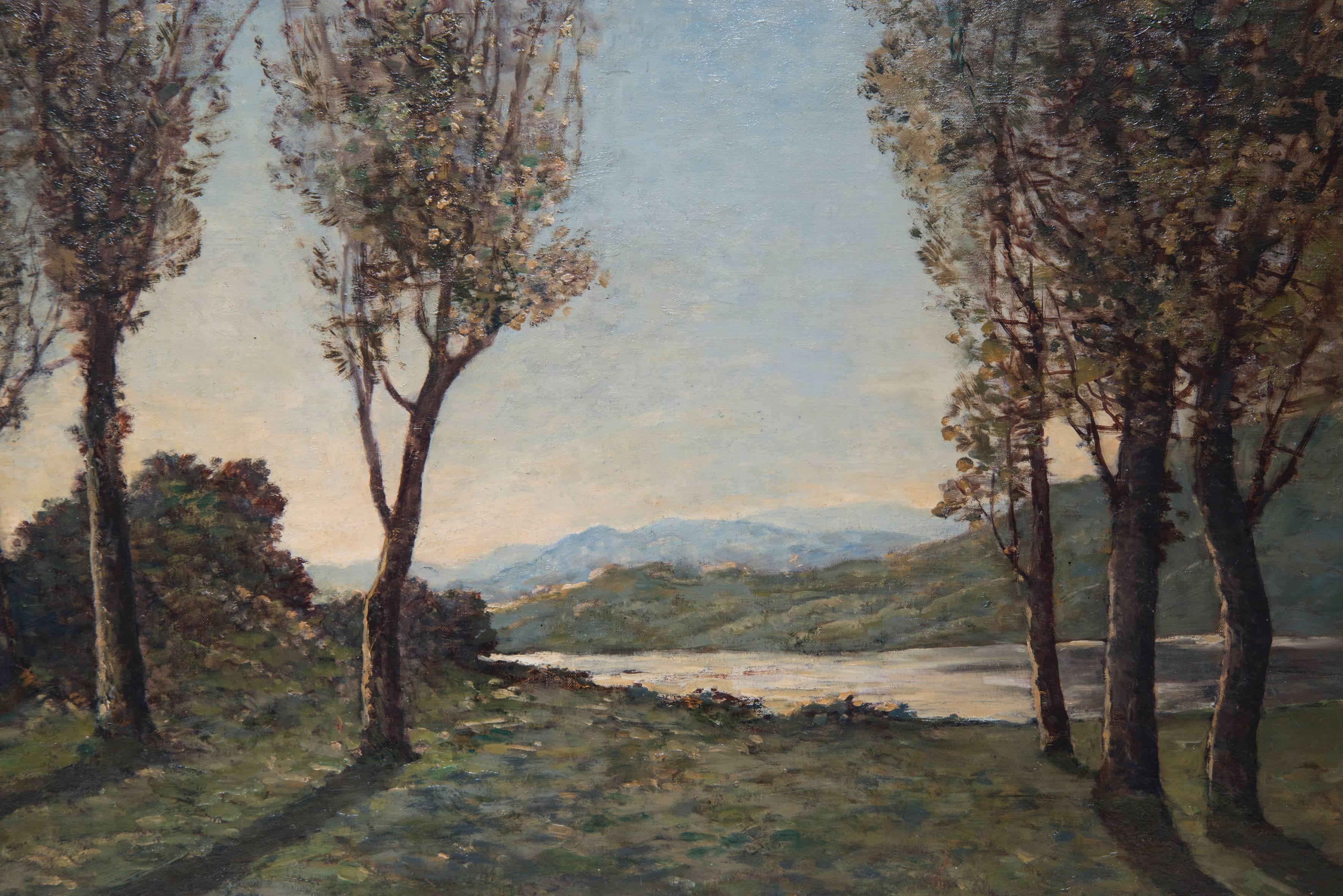 Oil on canvas by Henry Harpignies signed on the lower left and dated 1903.
