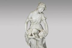 Le Baiser Carrara Marble Column Signed Lucas Madrassi