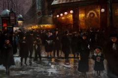 Les Grands Boulevards in Paris 1900 Oil on Original Canvas by F. Guisto