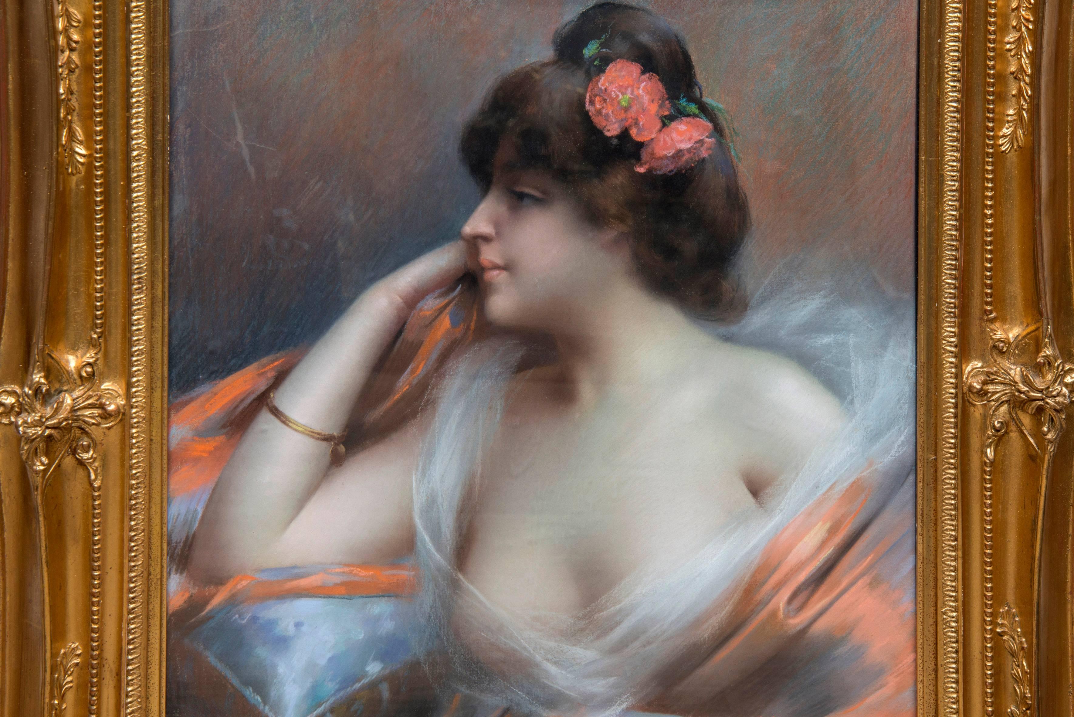 Delphin Enjolras 1857-1945, specialist of pastels and women portraits
Portrait of an elegant woman
Pastel on canvas
Signed at the top right
Measures: 72 x 60 cm.