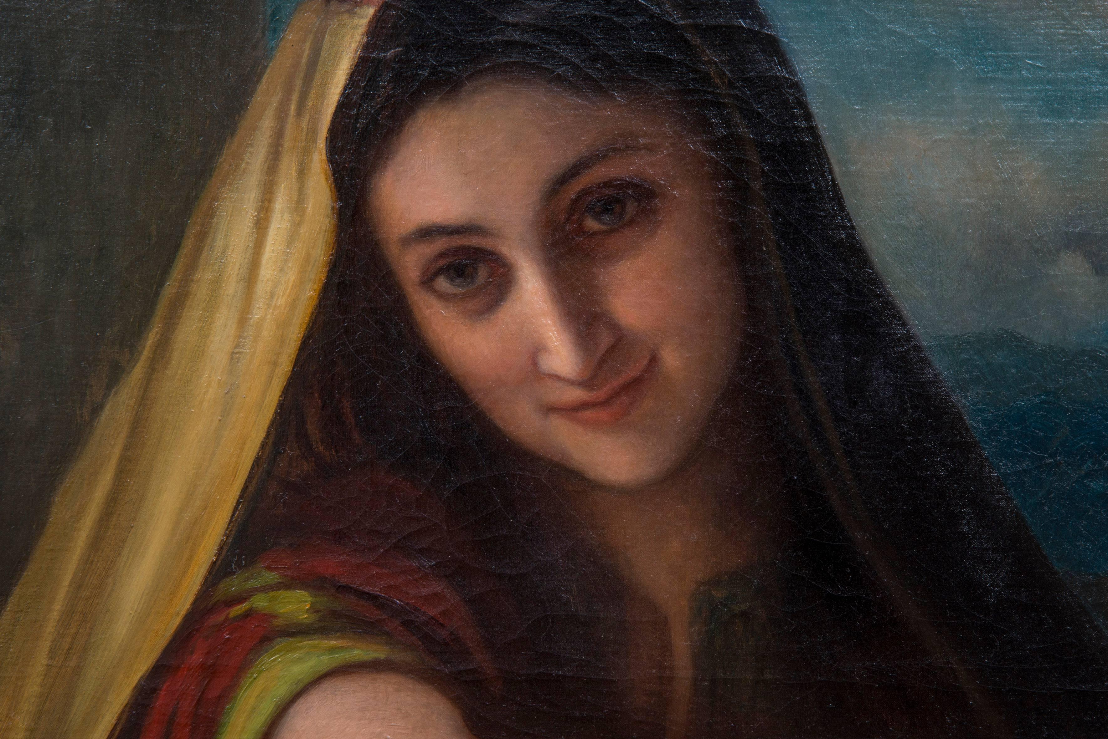 Portrait of a Young Girl, French School, Mid-19th Century In Excellent Condition For Sale In Saint-Ouen, FR