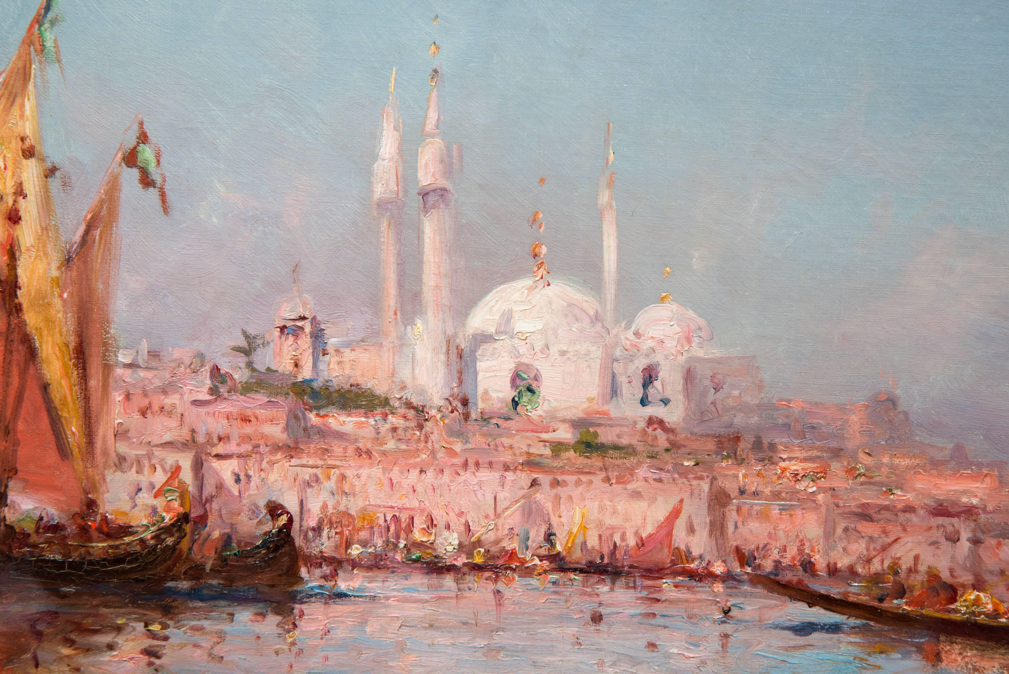 View of the Bosphorus with St Sophie by a. Godchaux, 19th Century In Excellent Condition For Sale In Saint-Ouen, FR