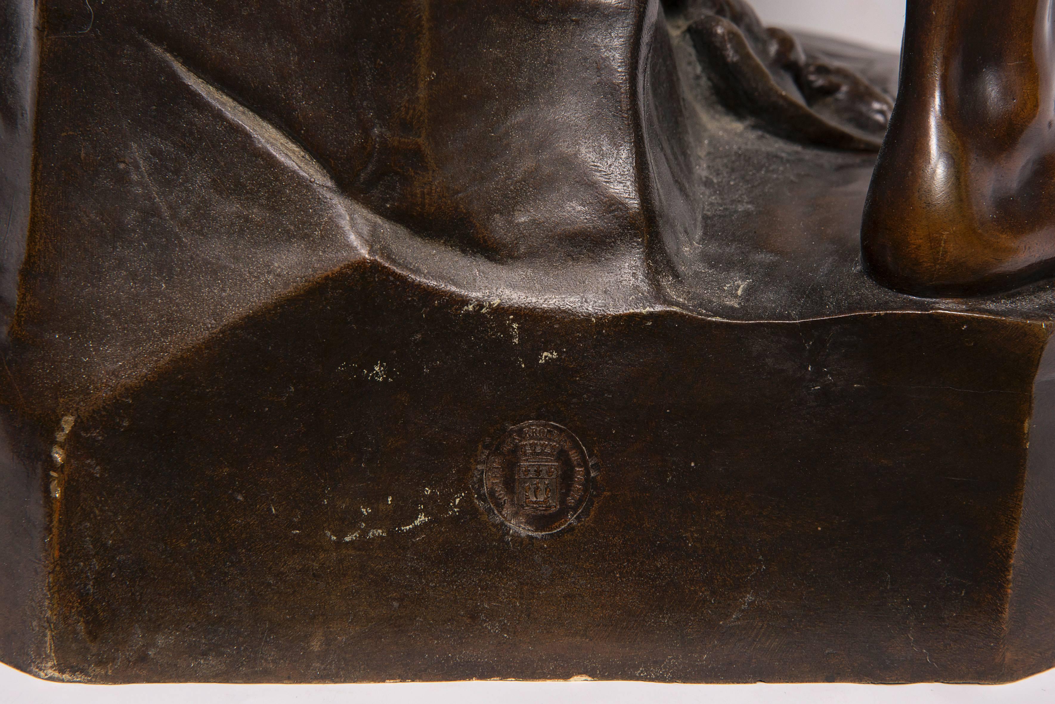 19th Century Defense du Foyer Superb Bronze with Original Patina Signed E. Boisseau and Stamp For Sale