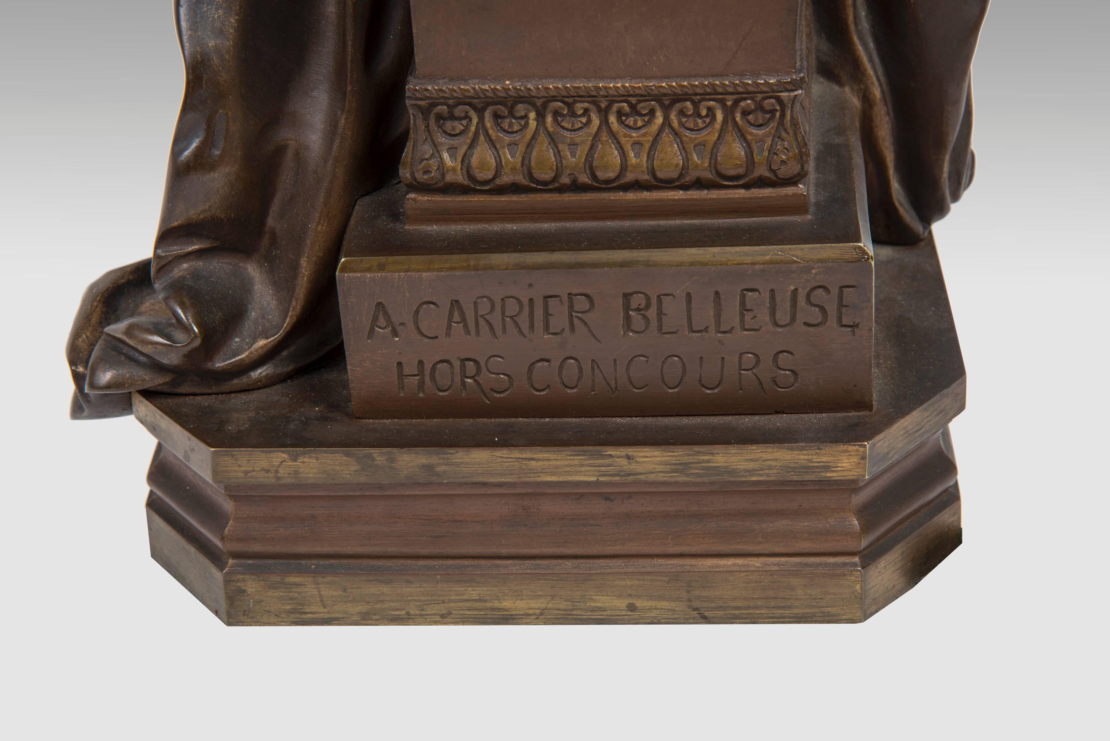 Melodie by Carrier-Belleuse Superb Golden Patinated Bronze, 19th Century In Excellent Condition For Sale In Saint-Ouen, FR