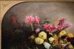 Still Life Flowers Oil on Original Canvas by H.A. Bonnefoy French Painter