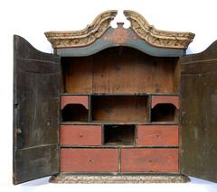 18th Century Norwegian Rosepainted Hanging Cupboard