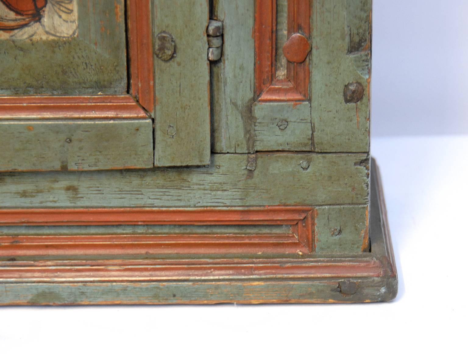Norwegian 19th Century Painted Hanging Cupboard For Sale