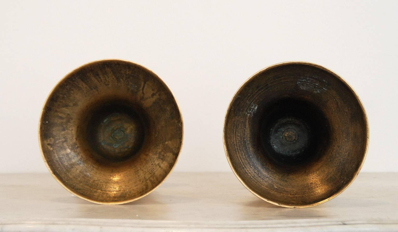 Renaissance Pair of 16th Century Bell Candlesticks For Sale