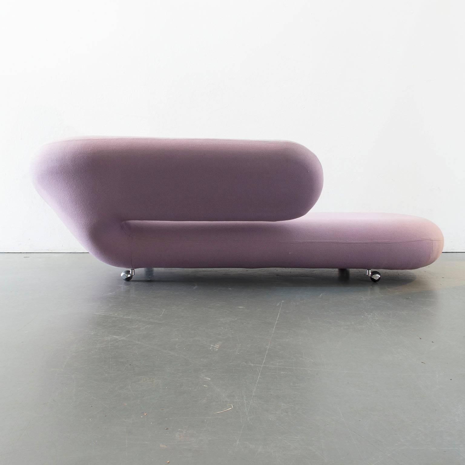 Original version of the lounge chair, Cleopatra in original tonus fabric in lila/grey fabric, as showed. This sofa is Harcourt's interpretation of the chaise longue. The design has become an icon and monument in modern interior design. This version