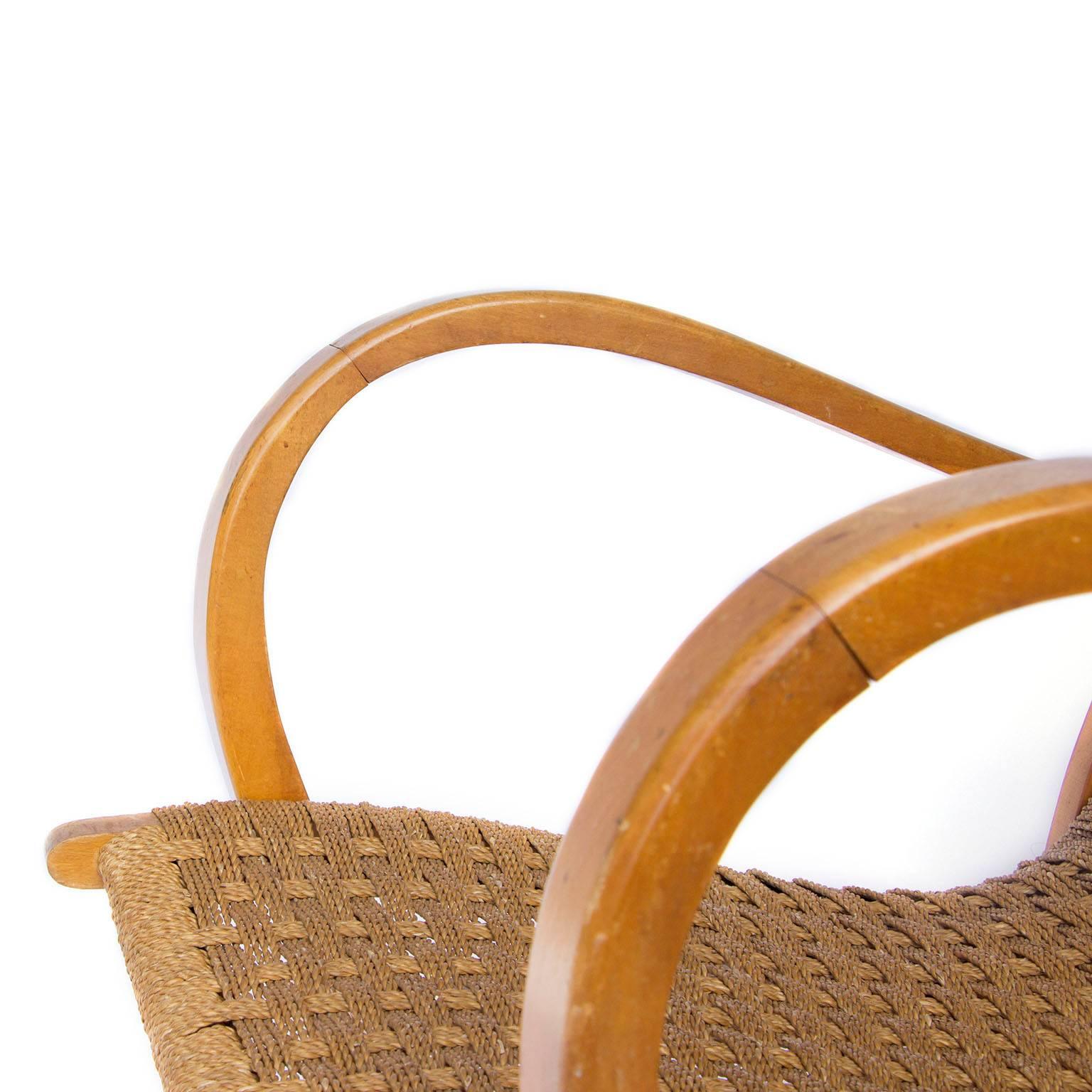 Mid-Century Modern 1960, Dutch Designer for V&D Holland, Easy Chair in Wood and Rope