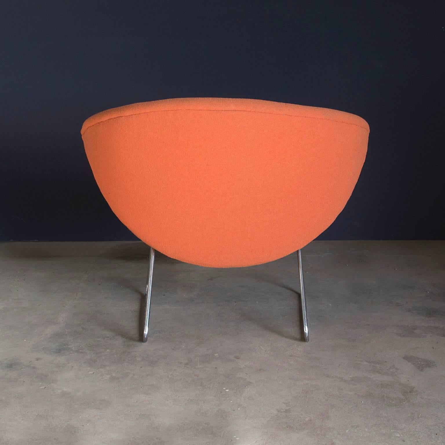 Mid-Century Modern 1950's, Rudolf Wolf, for Rohe Noordwolde, Lounge Chair in Orange Fabric
