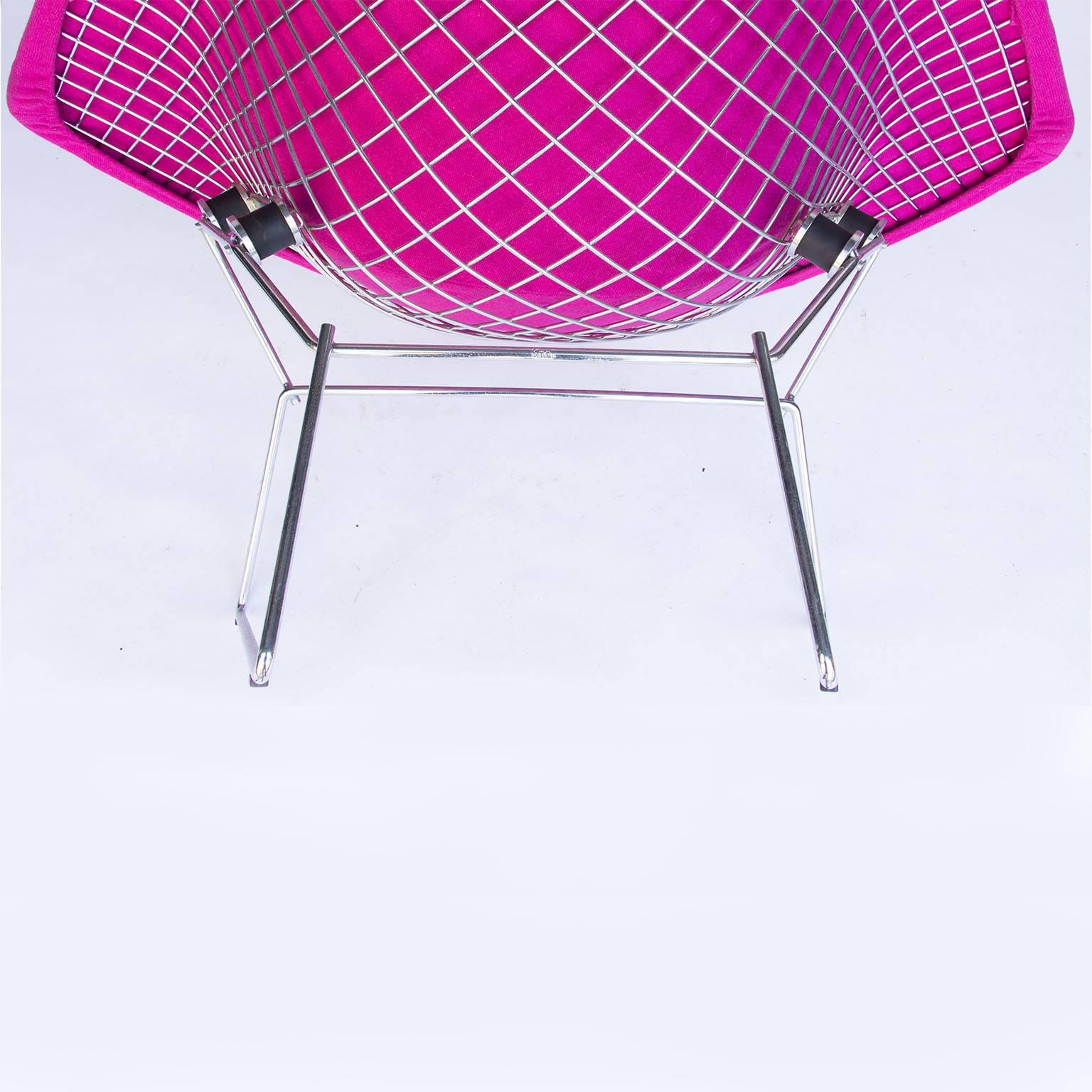 Chrome 1952, Harrie Bertoia, Large Diamond Chair with Original Full Fabric Cover