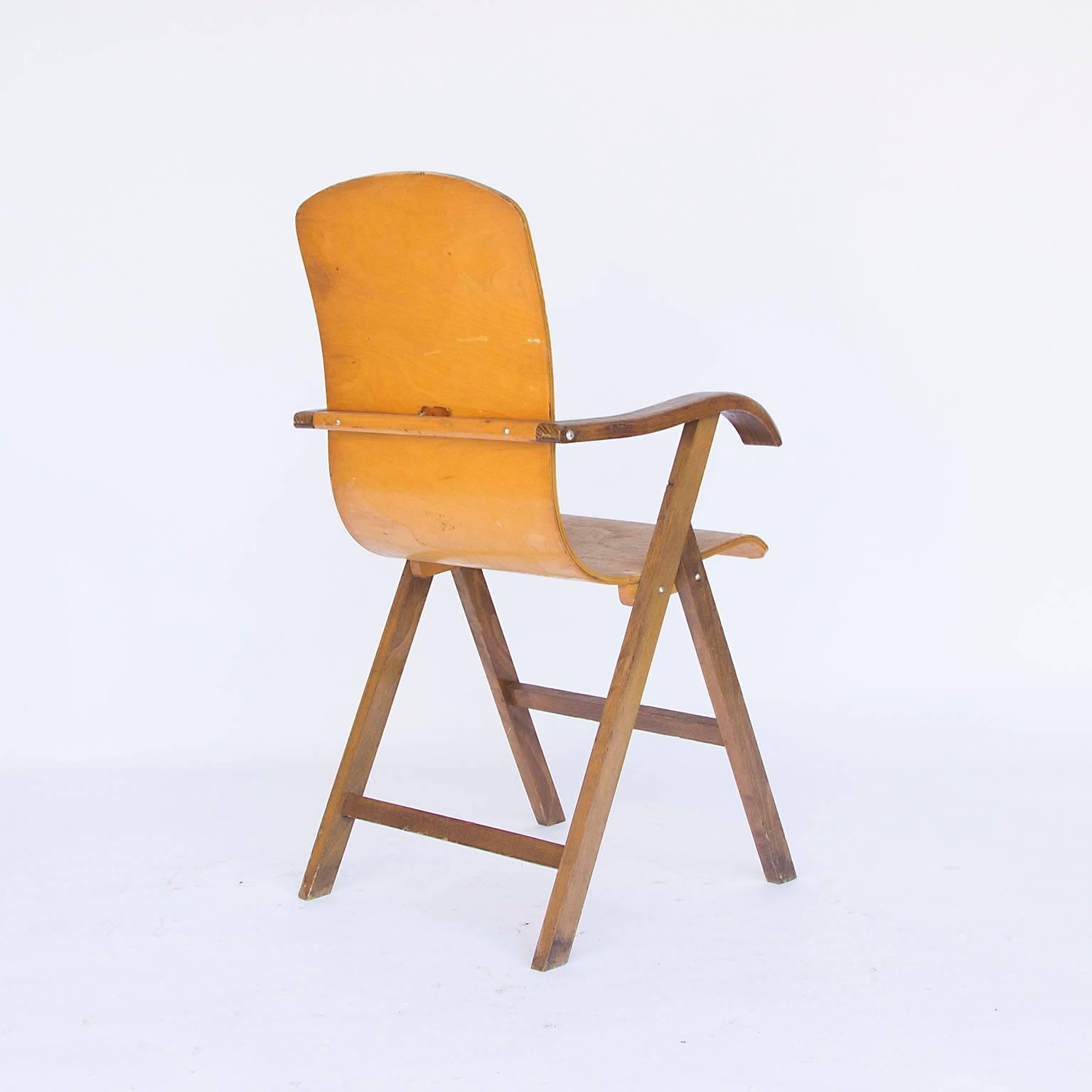 Mid-Century Modern Circa 1950, European Plywood Chair  For Sale