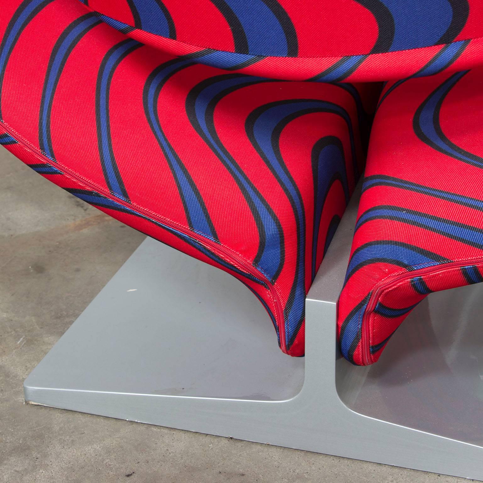 Ribbon Chair in Original Artifort Psychodillic Color Fabric, Pierre Paulin, 1966 In Good Condition In Amsterdam IJMuiden, NL
