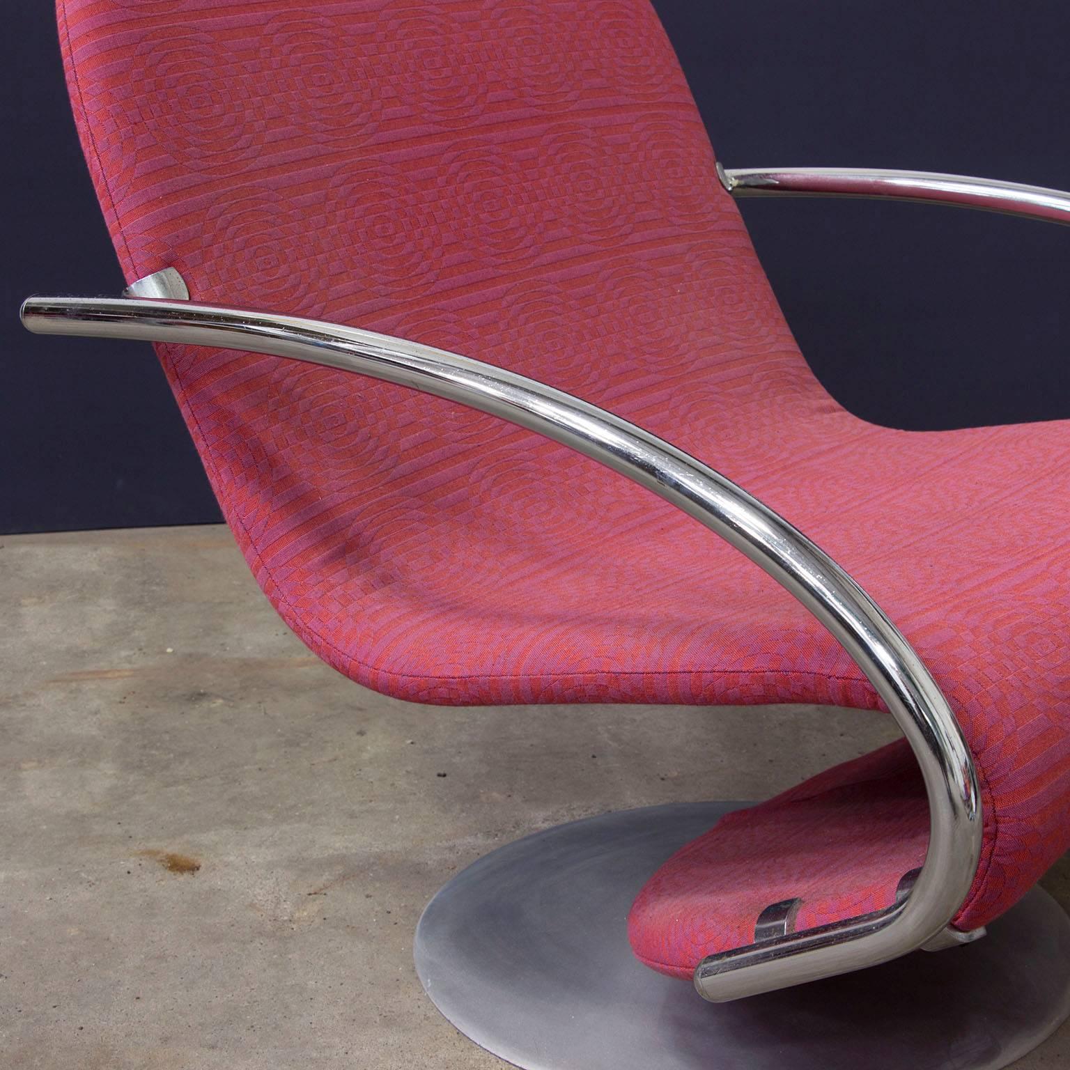 1973, Verner Panton, 1-2-3 Serie Easy Chair in Original Panton Fabric In Excellent Condition For Sale In Amsterdam IJMuiden, NL