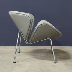 1960, Pierre Paulin, Original 1st Fabric Silver Grey Leather Slice Chair