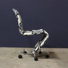 1970, Verner Panton, 1-2-3 Serie, Bürostuhl, Original Panton-Stoff von Kvadrat