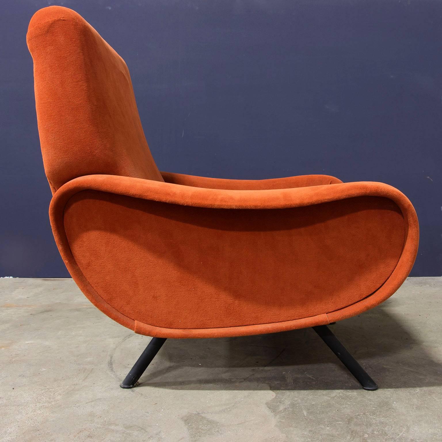 Mid-Century Modern Marco Zanuso fauteuil de dame en velours souple et tissu Terra pour Arflex, 1951 en vente