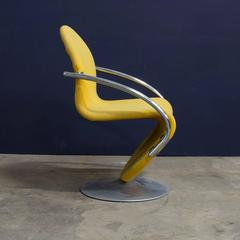Chaise d'appoint en tissu jaune de la série 1-2-3 de Verner Panton, 1973
