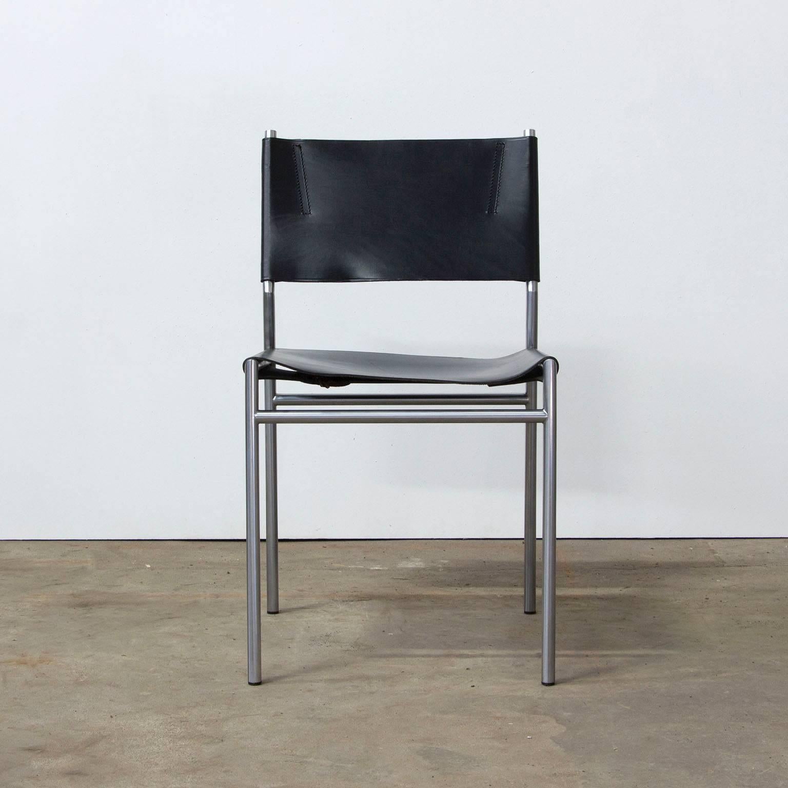 Mid-Century Modern 1960, Martin Visser, Set Chairs SE 06 in Black Leather by Spectrum Holland