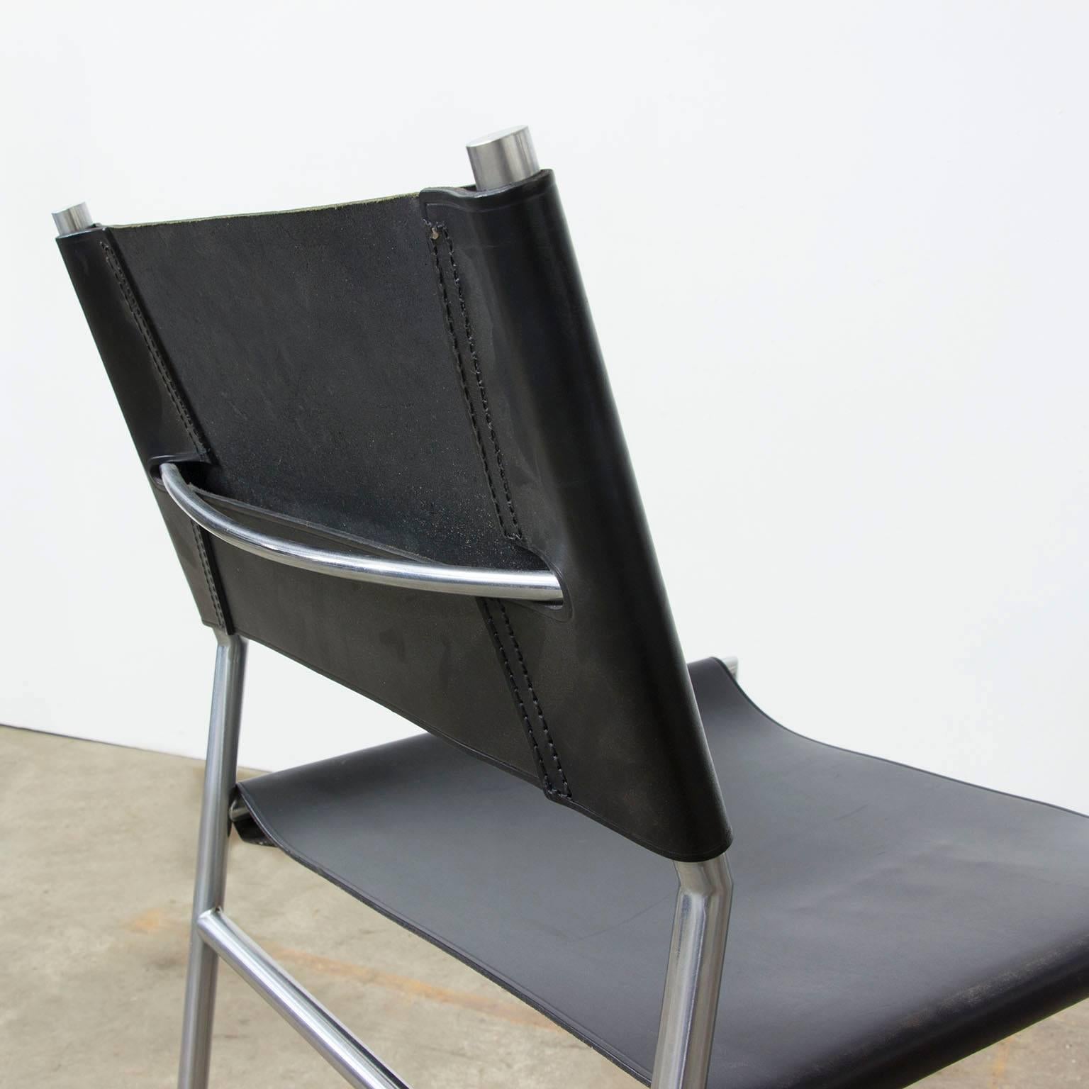 Mid-20th Century 1960, Martin Visser, Set Chairs SE 06 in Black Leather by Spectrum Holland